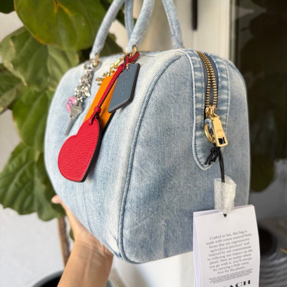 NWT Coach Rowan Large Satchel In Loved Denim CDY75 - Picture 4 of 12